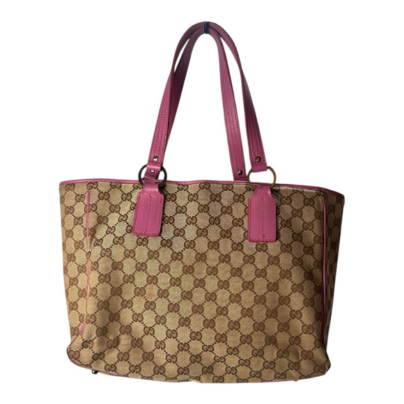 Women's Gucci Beige & Pink GG Canvas Tote Bag - Picture 1 of 16